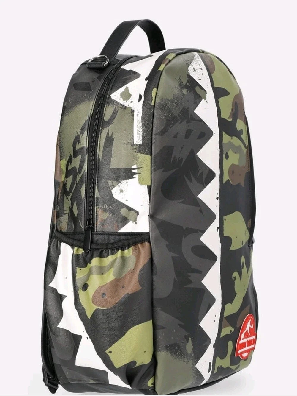 Jurassic World Camo Backpack Dinosaur Teeth Shark Mouth School Bag Camouflage NW